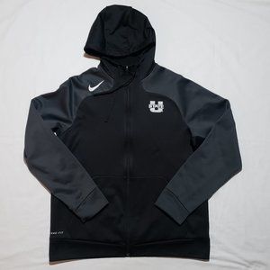 NIKE UTAH STATE AGGIES BASKETBALL THERMA FIT JACKET BLACK LARGE USED
